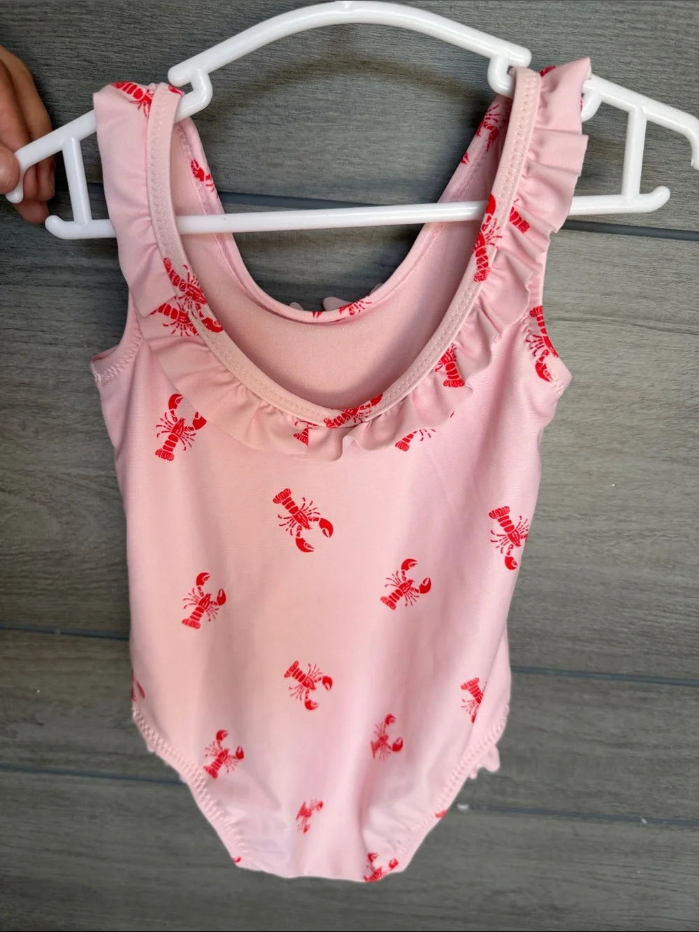 Old Navy Pink Swimsuit with Red Lobster Print